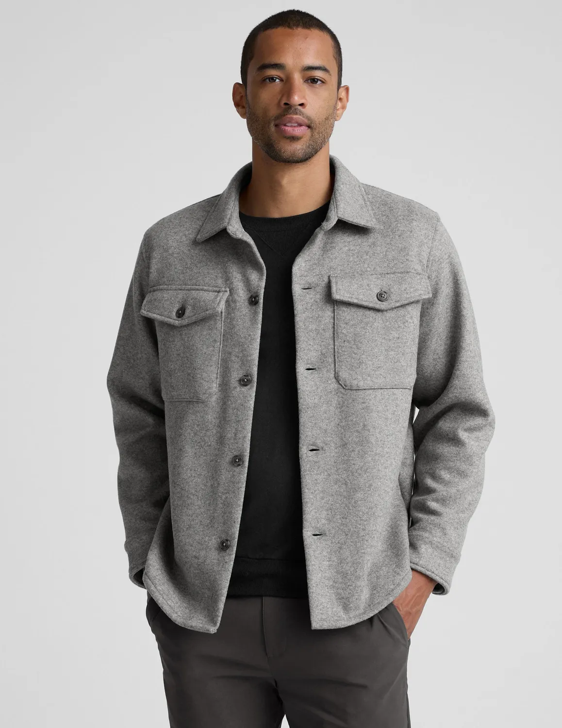 Beyond Yoga Day to Night Wool skjortjacka herr grå XS-2XL ull