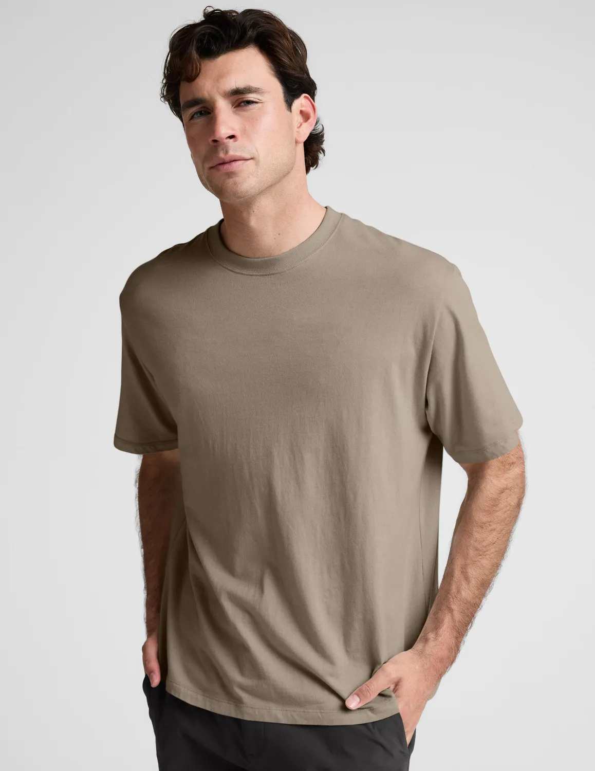 Beyond Yoga SoftKnit Cotton Tee t-shirt Mushroom bomull herr