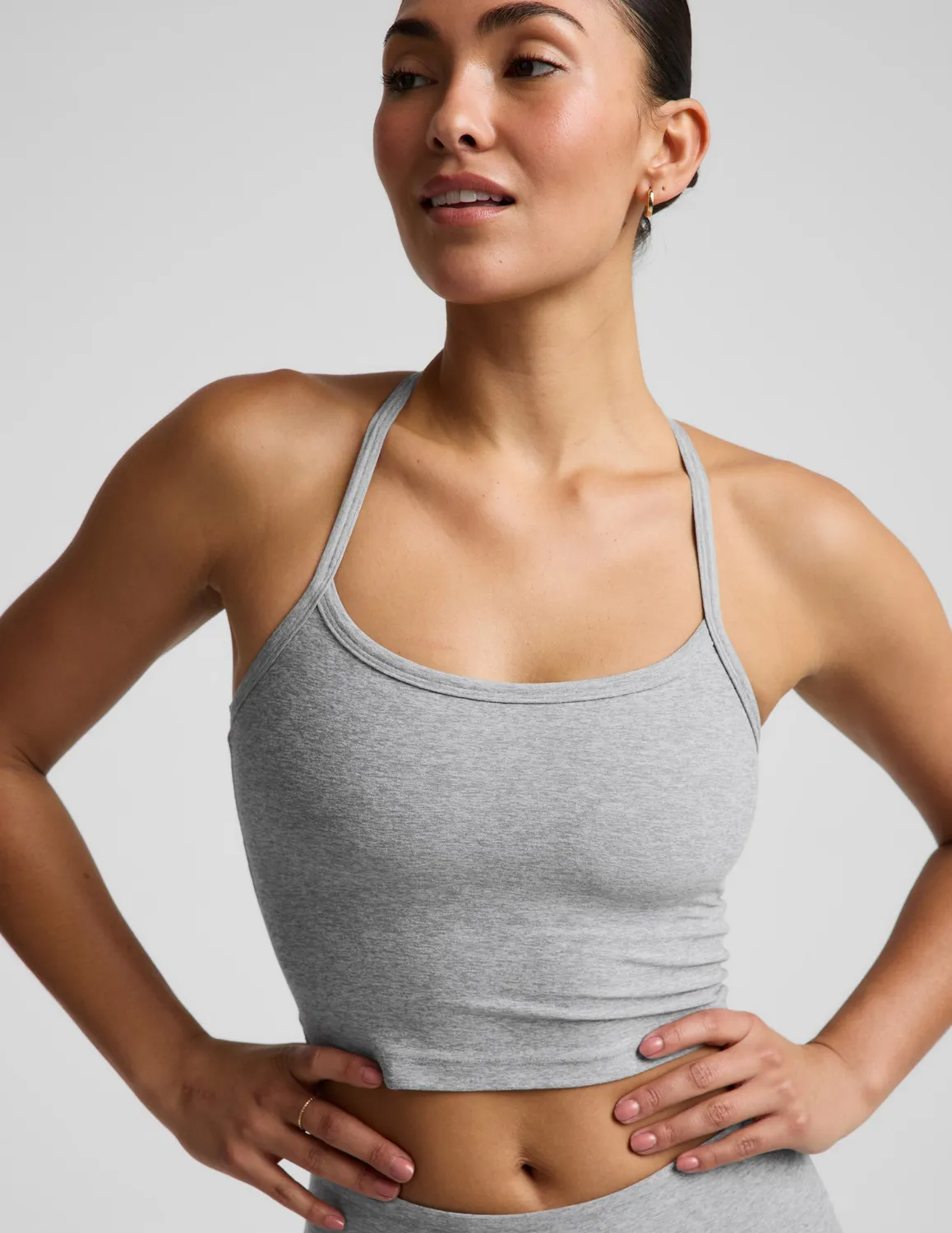 Beyond Yoga Spacedye Slim Racerback träningslinne Silver Mist croppad
