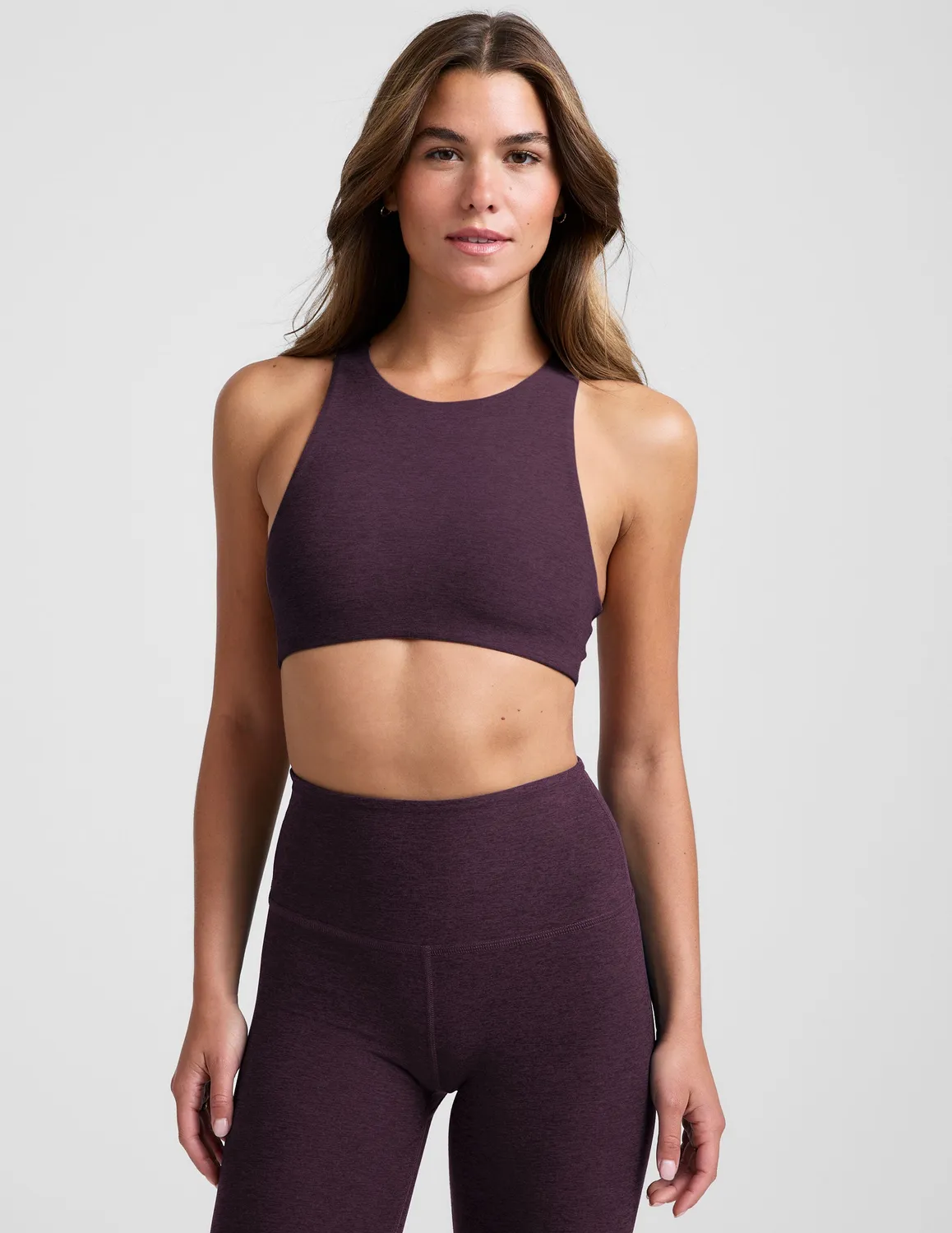 Beyond Yoga Spacedye Refocus Bra sportbh Eggplant lila hög hals