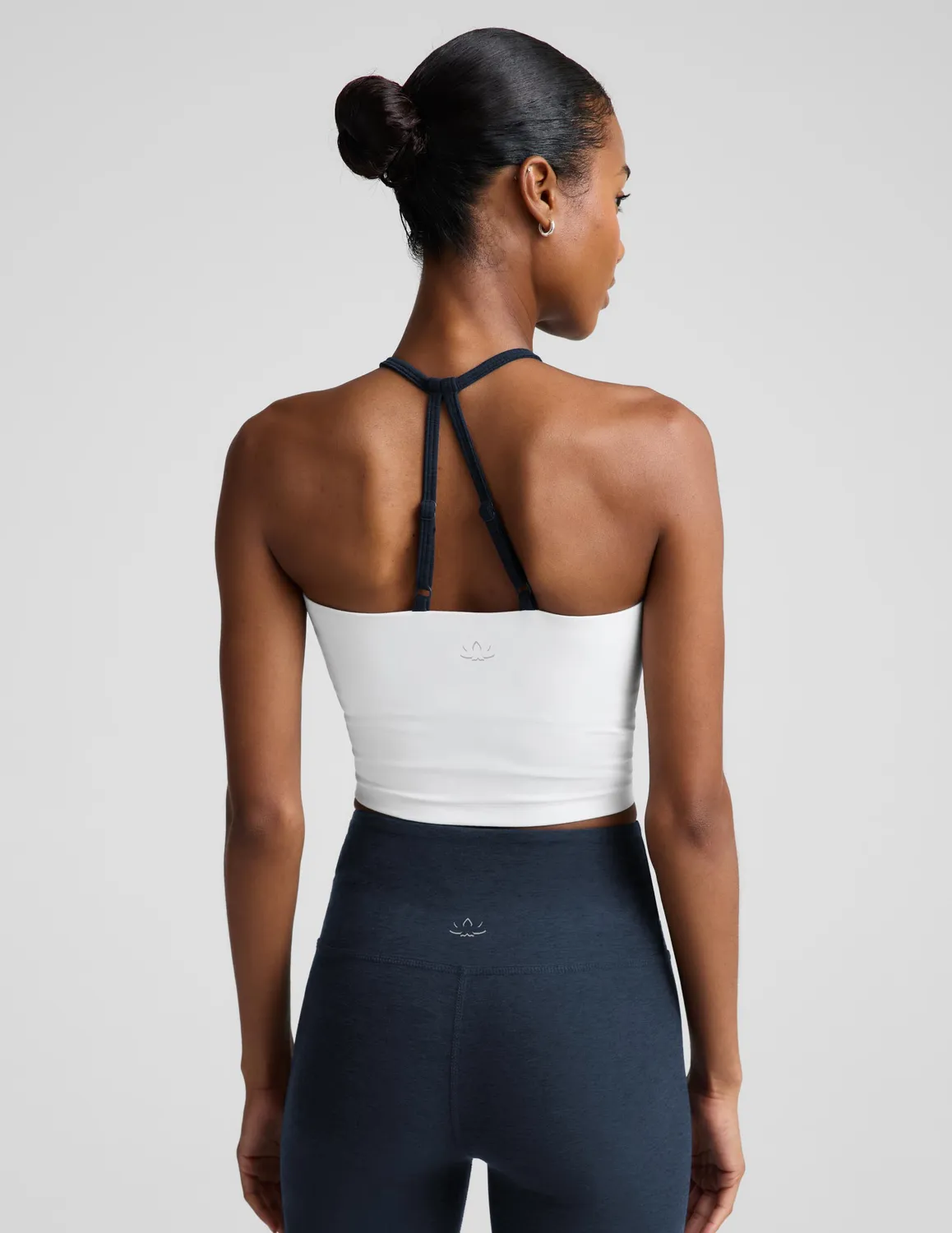 Beyond Yoga Spacedye Make It Strappy träningslinne vit croppad