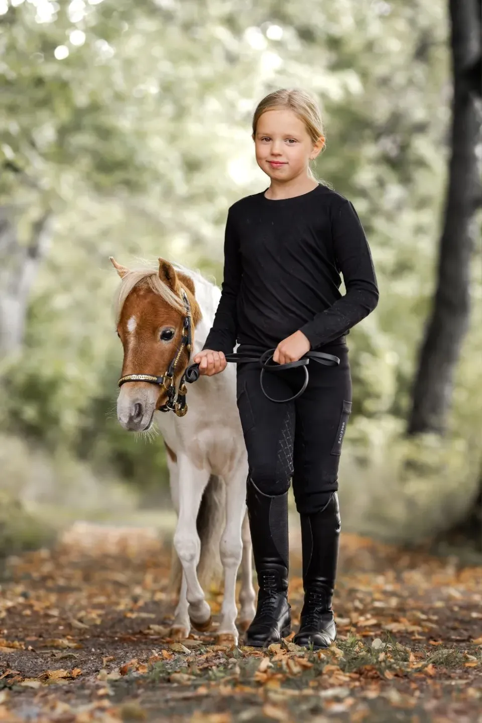 ZacZess Junior Teddy Leggings ridleggings barn svart