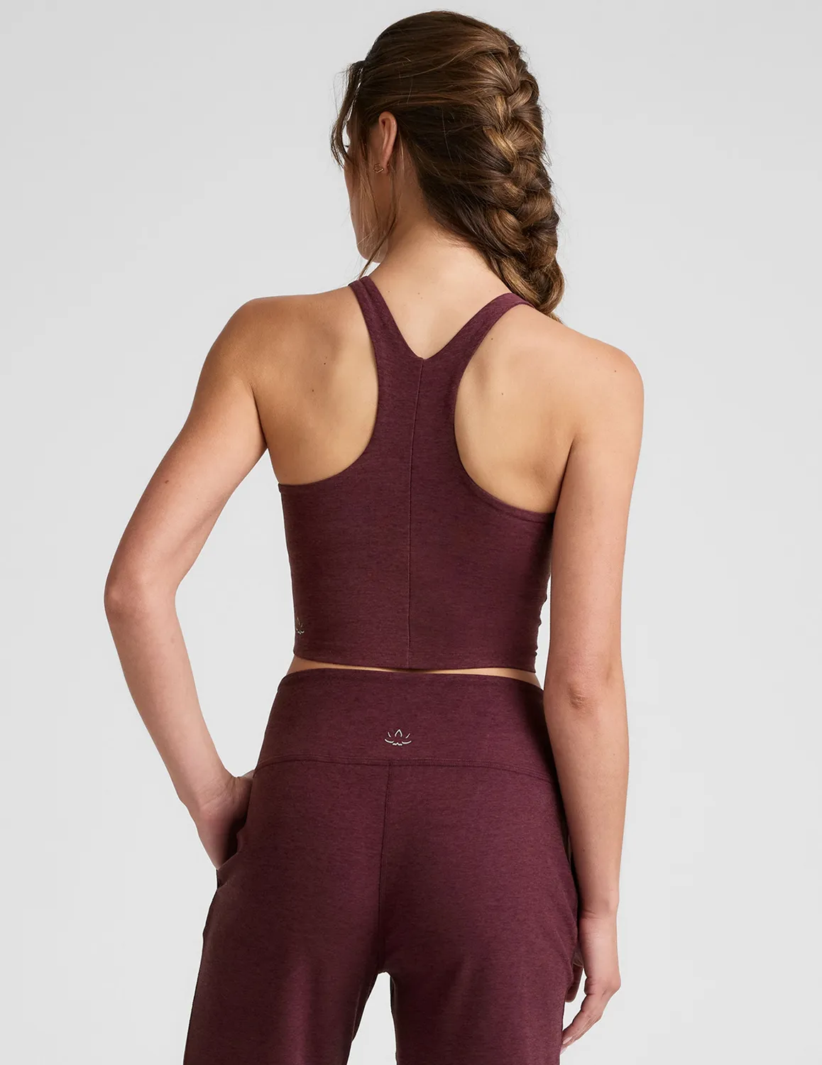 Beyond Yoga Spacedye Refocus Cropped Tank topp Midnight Burgundy inbyggd bh