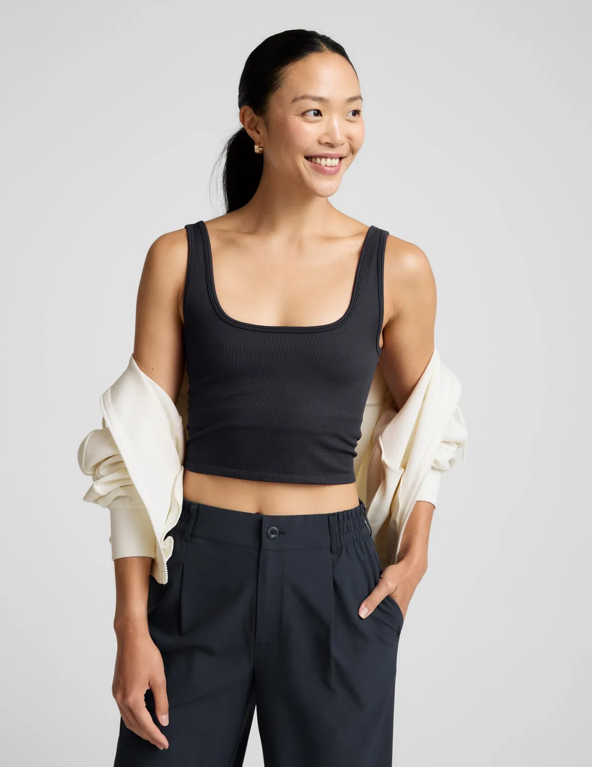 Beyond Yoga Keep It Cool Seamless Cropped Tank linne marinblå sval