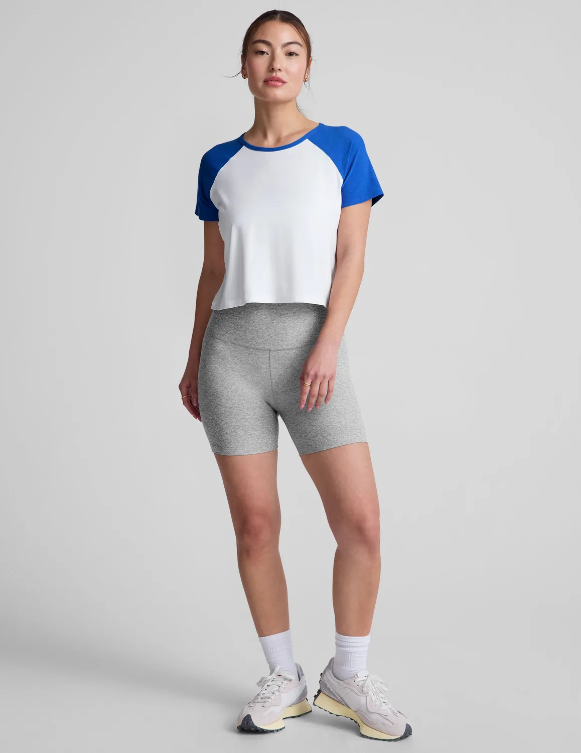 Beyond Yoga Spacedye Keep Pace 5" träningsshorts Silver Mist grå melerad