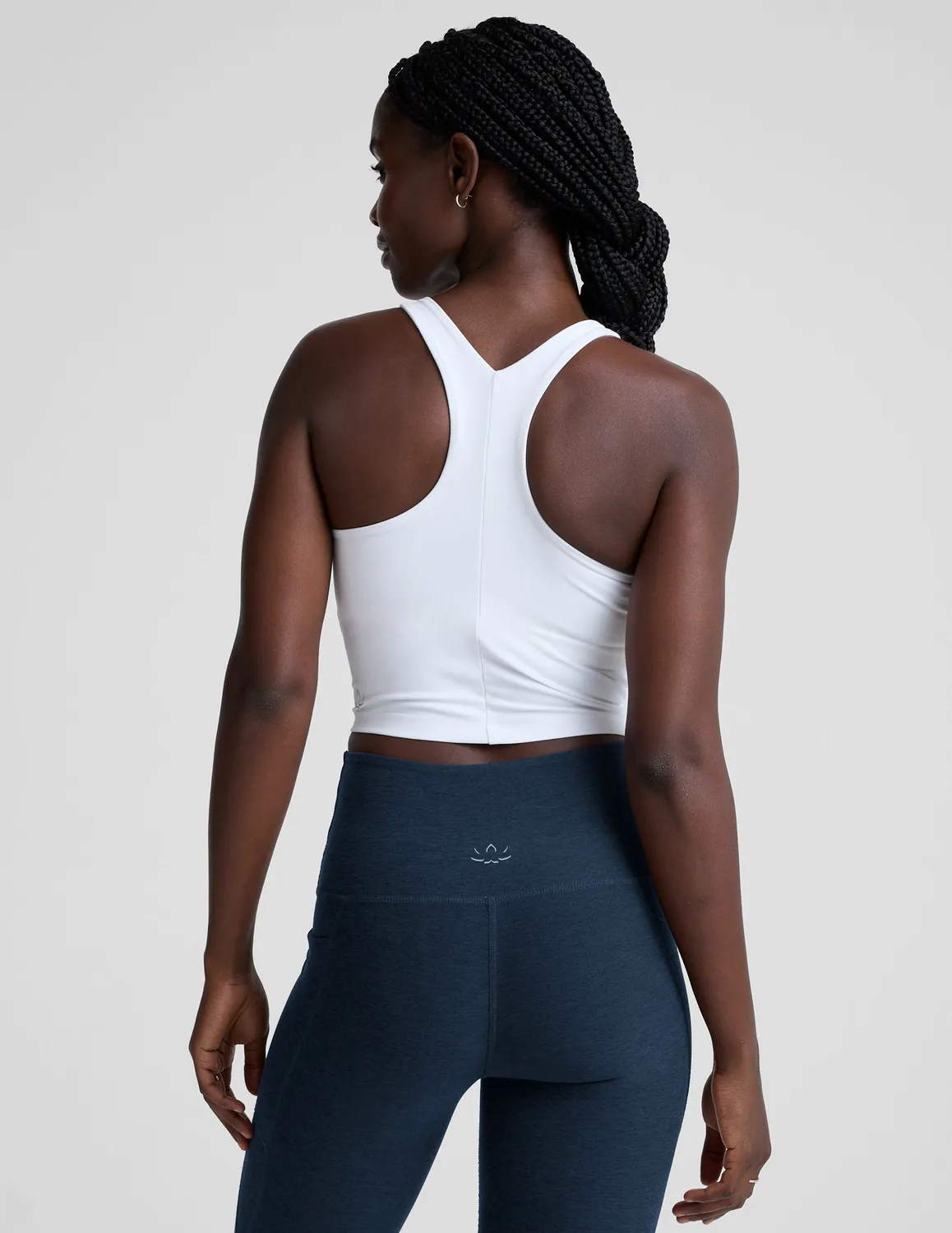 Beyond Yoga Spacedye Refocus Cropped Tank linne Cloud White inbyggd BH