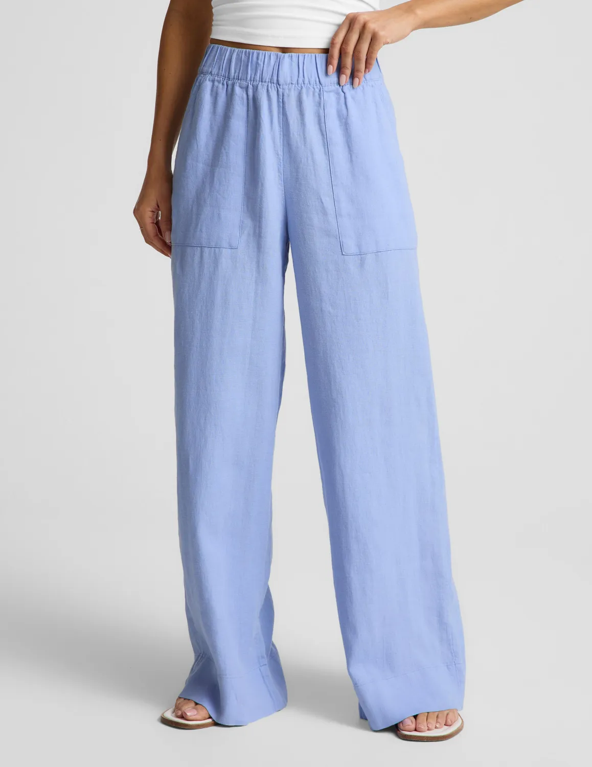Beyond Yoga SoftWash Linen Easy Wide Leg Pant 29" byxor Periwinkle