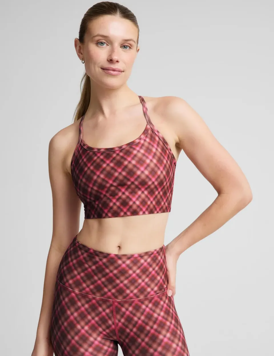 Beyond Yoga SoftMark Slim Racerback High Cropped Tank Linne Autumn Argyle
