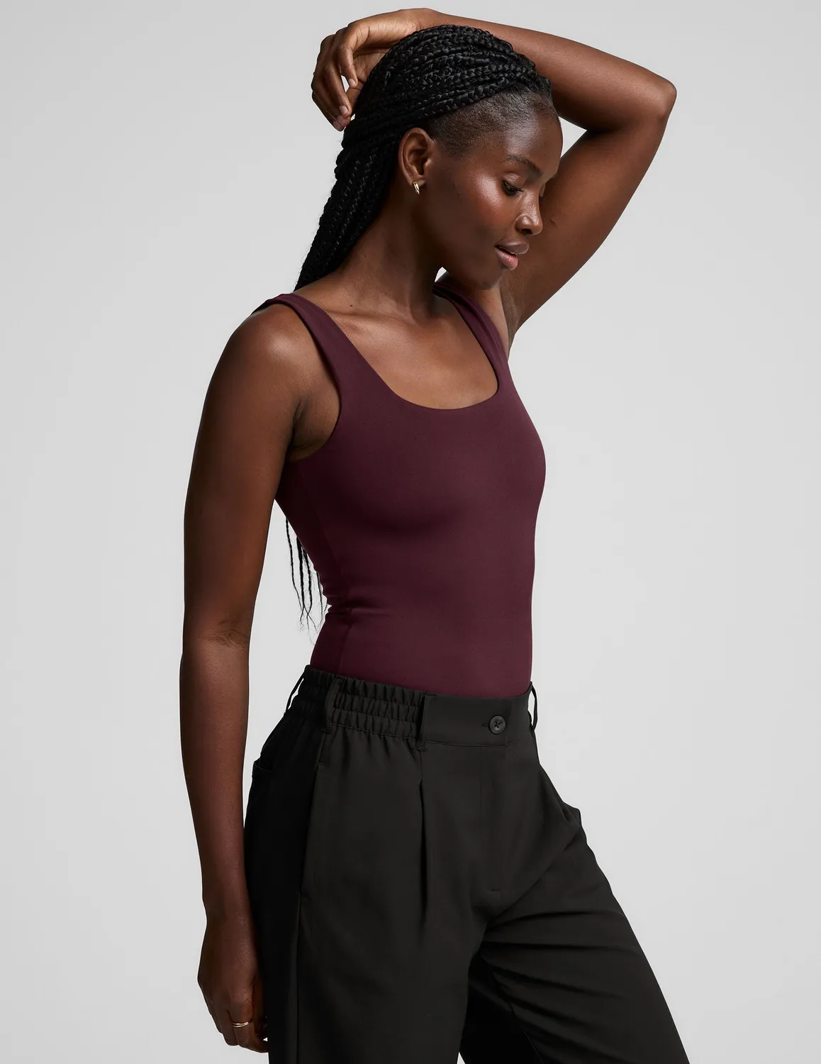 Beyond Yoga Base Tank Bodysuit body mörkröd tight