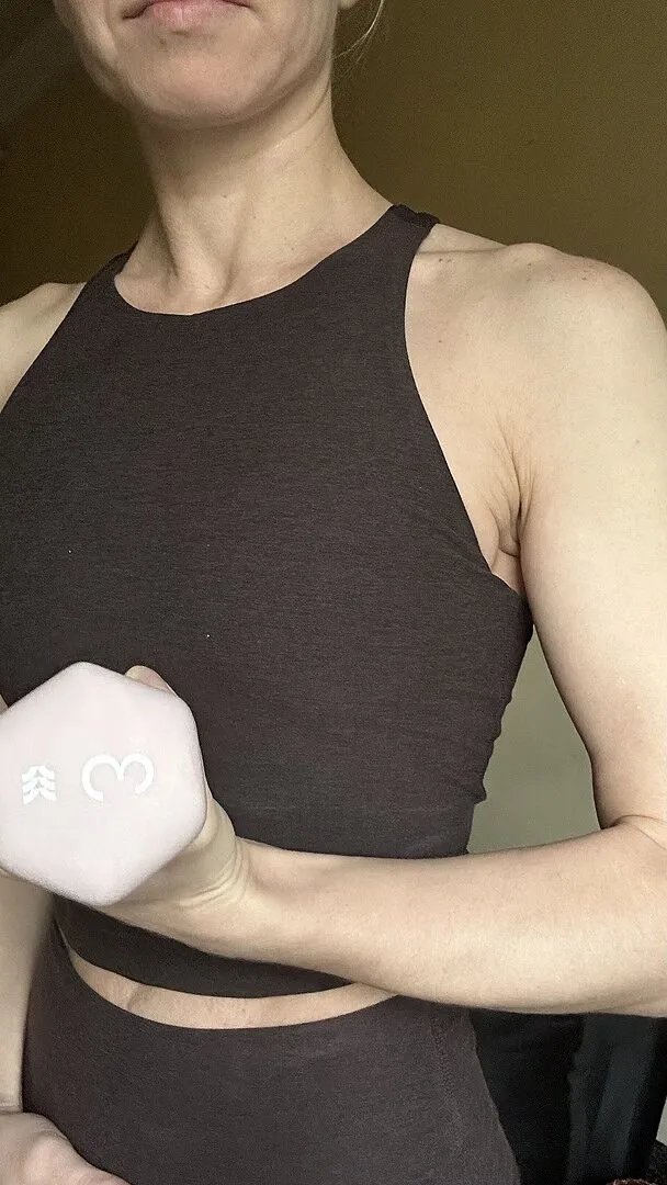 Beyond Yoga Spacedye Refocus Cropped Tank linne Ultra Blue Heather med bh