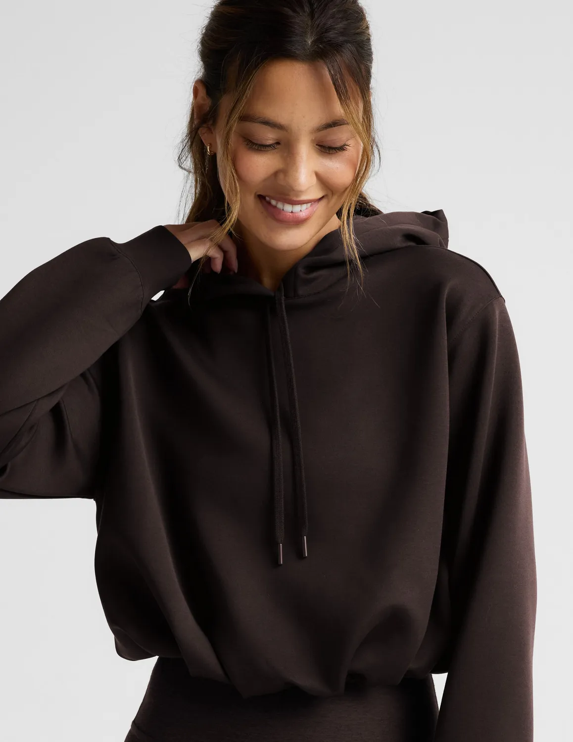 Beyond Yoga In The Flow Hoodie hoodtröja Dark Chocolate mjuk