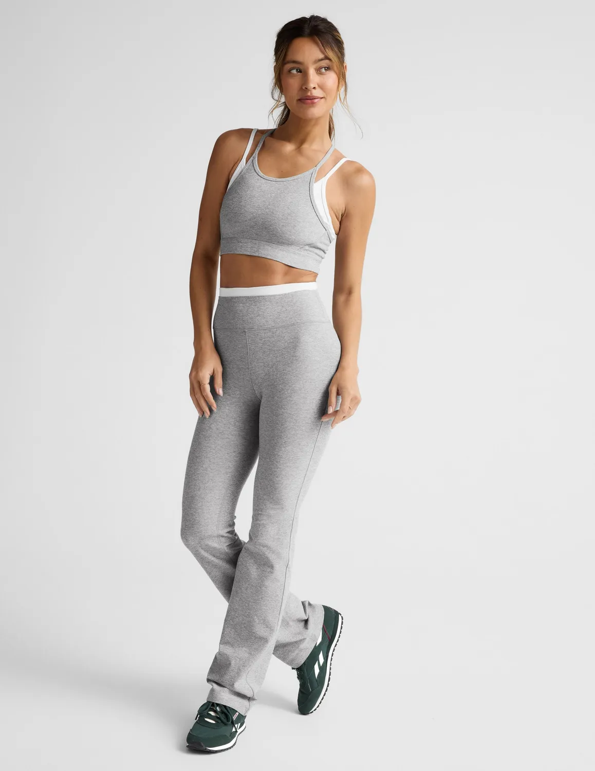 Beyond Yoga Spacedye Layered Long Line Bra sportbh Silver Mist