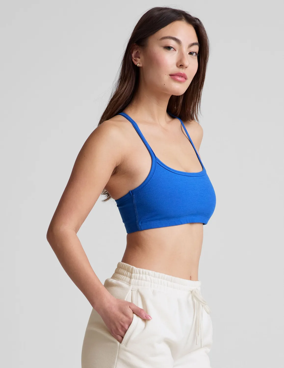Beyond Yoga Spacedye Slim Racerback sport-bh Court Blue Heather mellanstöd