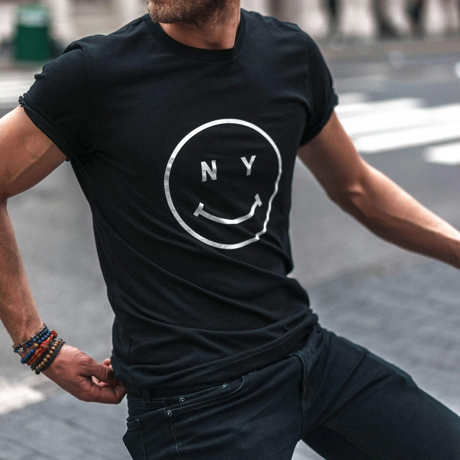 Giordana Knowlita New York Smiley t-shirt svart bomull