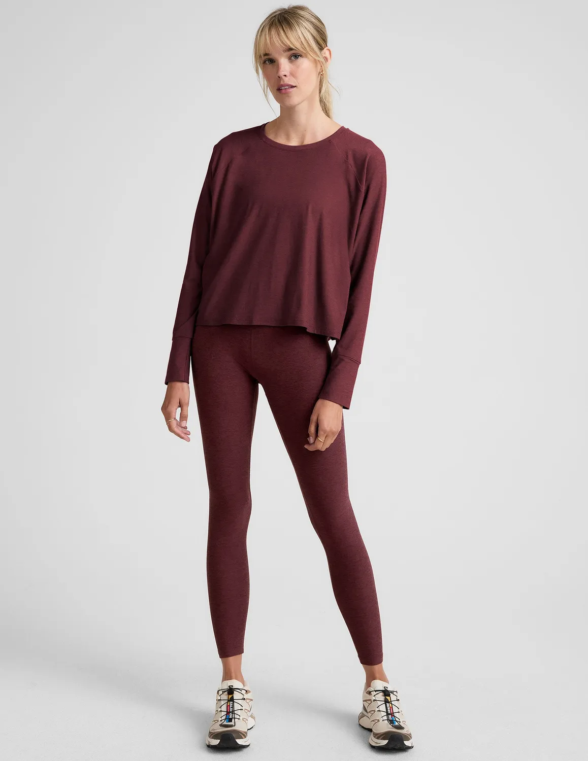 Beyond Yoga Featherweight Daydreamer Pullover tröja Midnight Burgundy mjuk