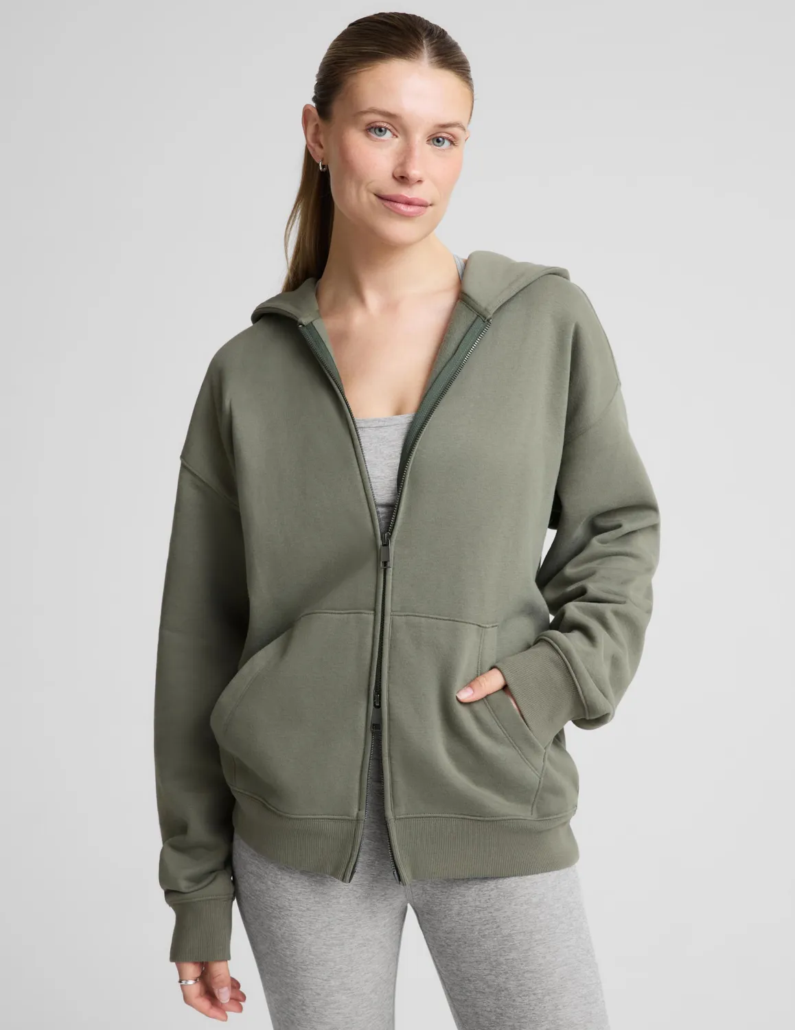 Beyond Yoga LuxeFleece Full Zip hoodie dusk basil fleece