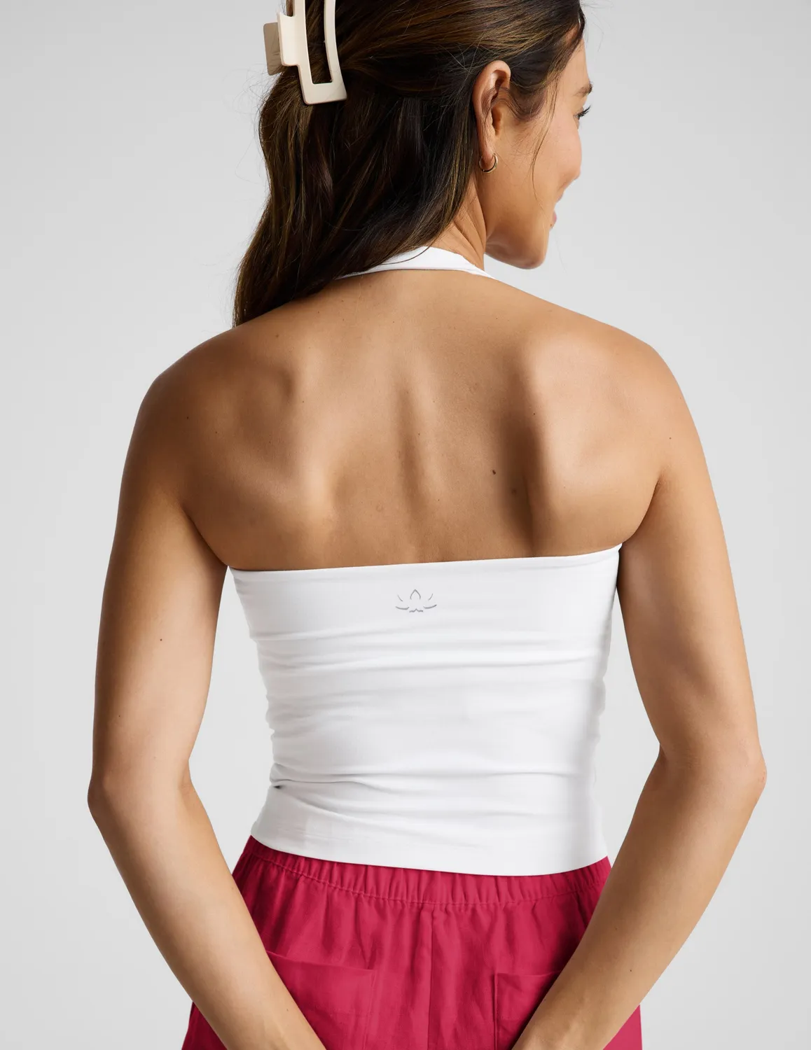 Beyond Yoga Spacedye Square Halter Tank linne vit med bh