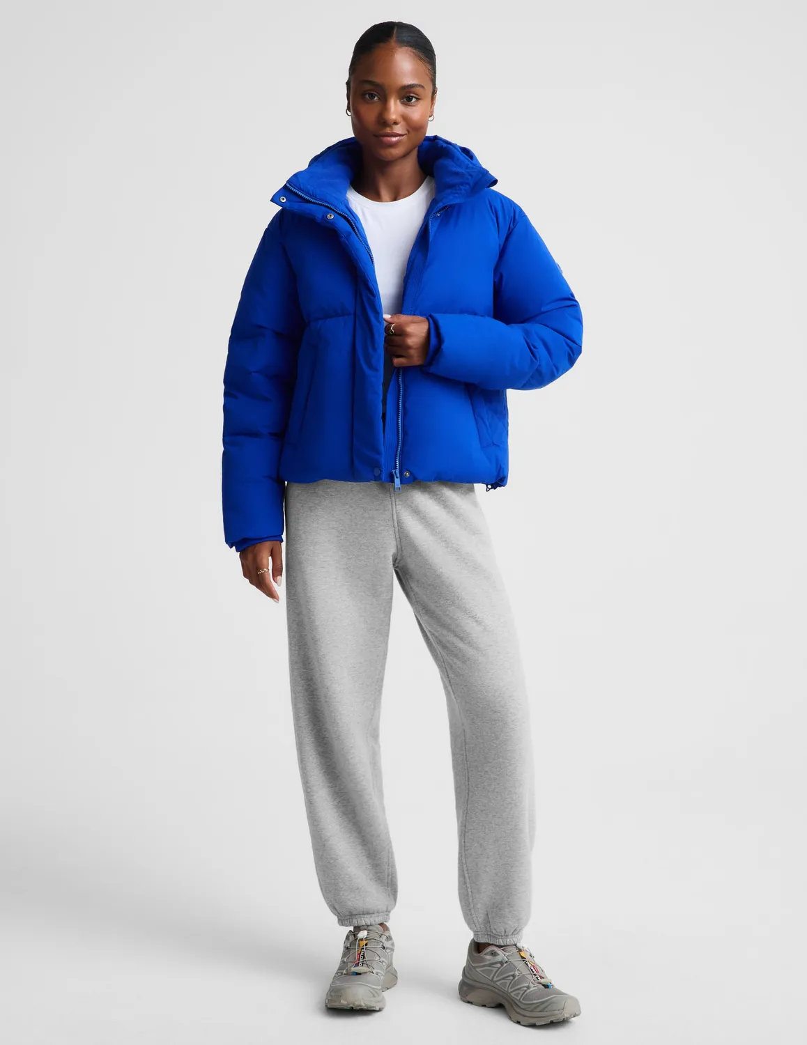 Beyond Yoga Up For It Puff Matte jacka Ultra Blue varm