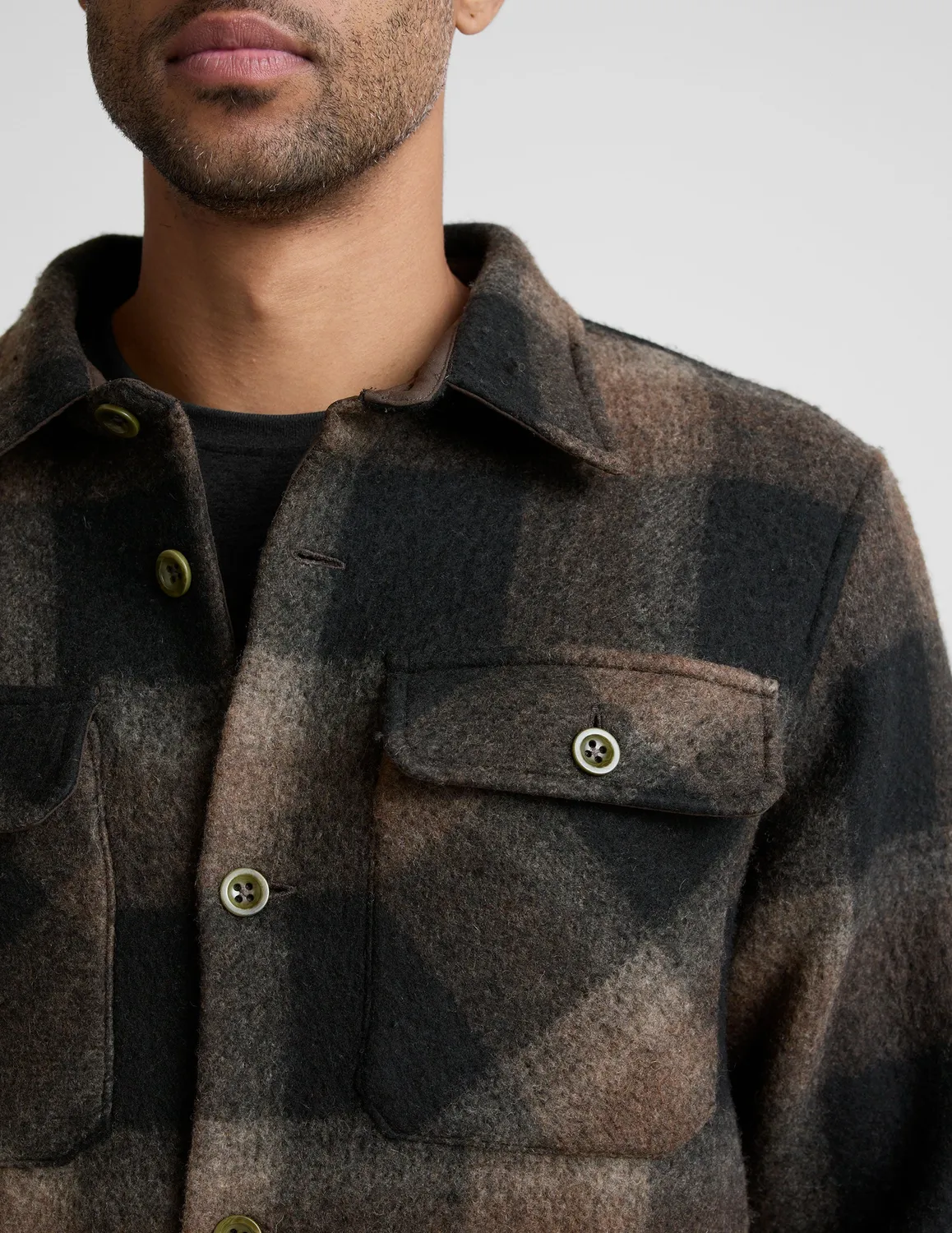 Beyond Yoga Plaid Wool Blend skjortjacka Midnight Plaid ull