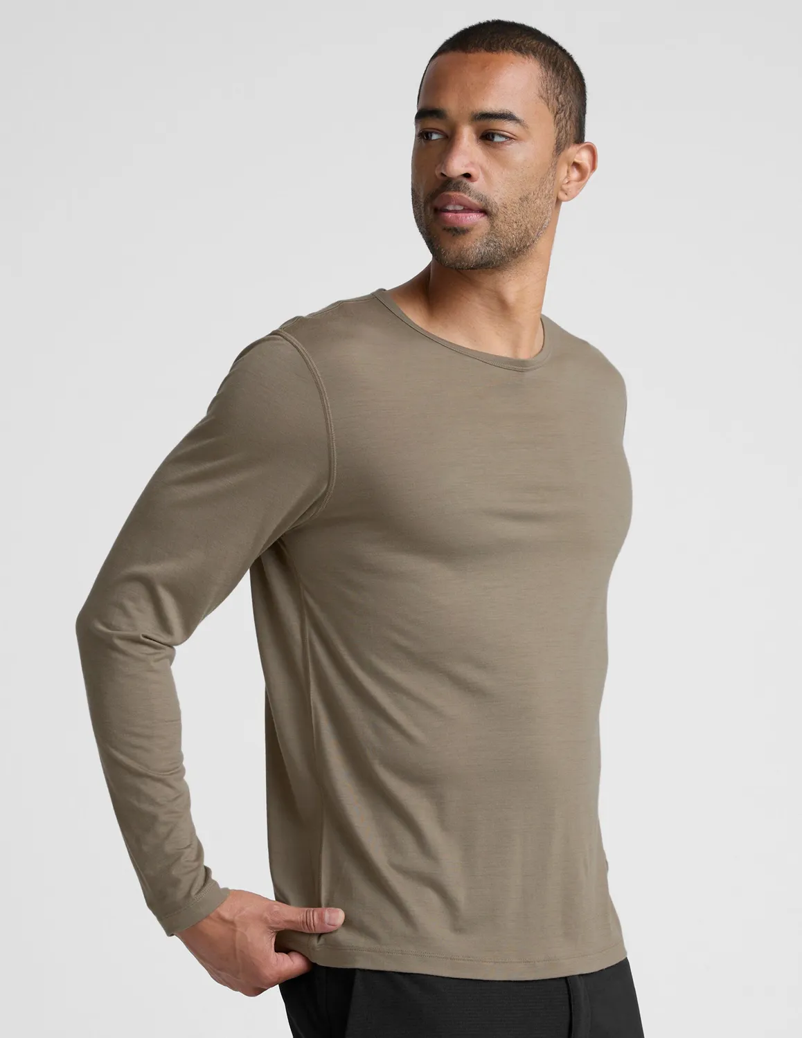 Beyond Yoga Merino Wool Men's Long Sleeve Crew tröja Mushroom