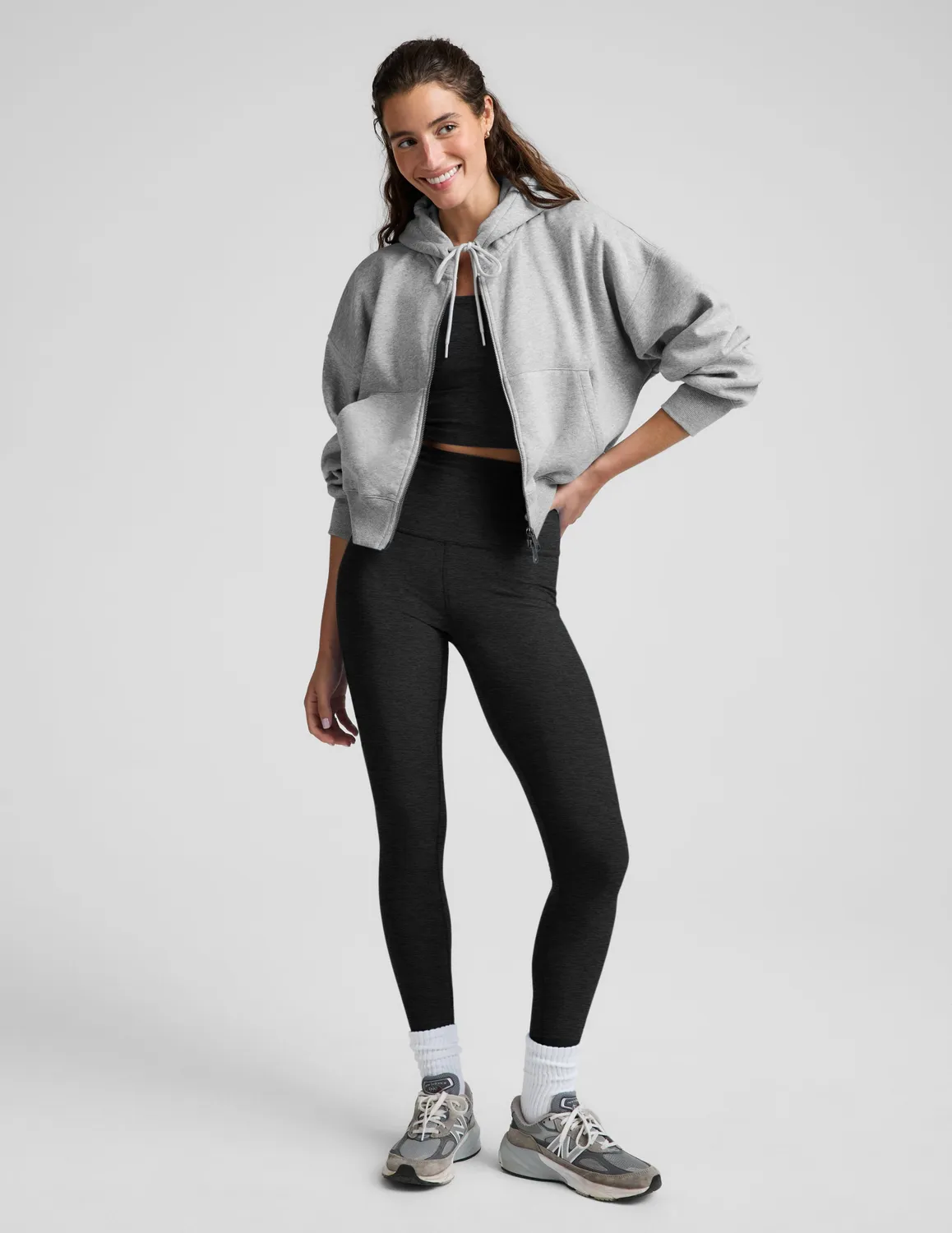 Beyond Yoga LuxeFleece 2.0 Hooded Full-Zip Jacket hoodie Heather Gray grå