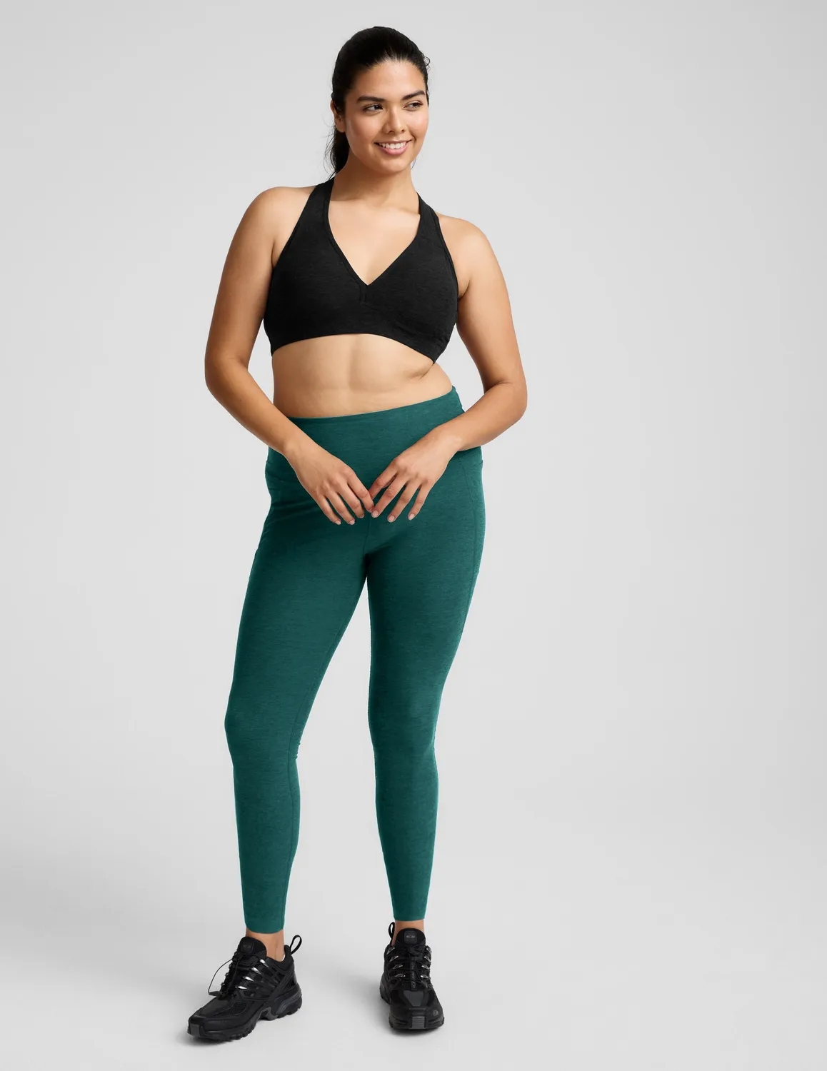 Beyond Yoga Spacedye Out Of Pocket High Waisted Midi leggings petrol med fickor