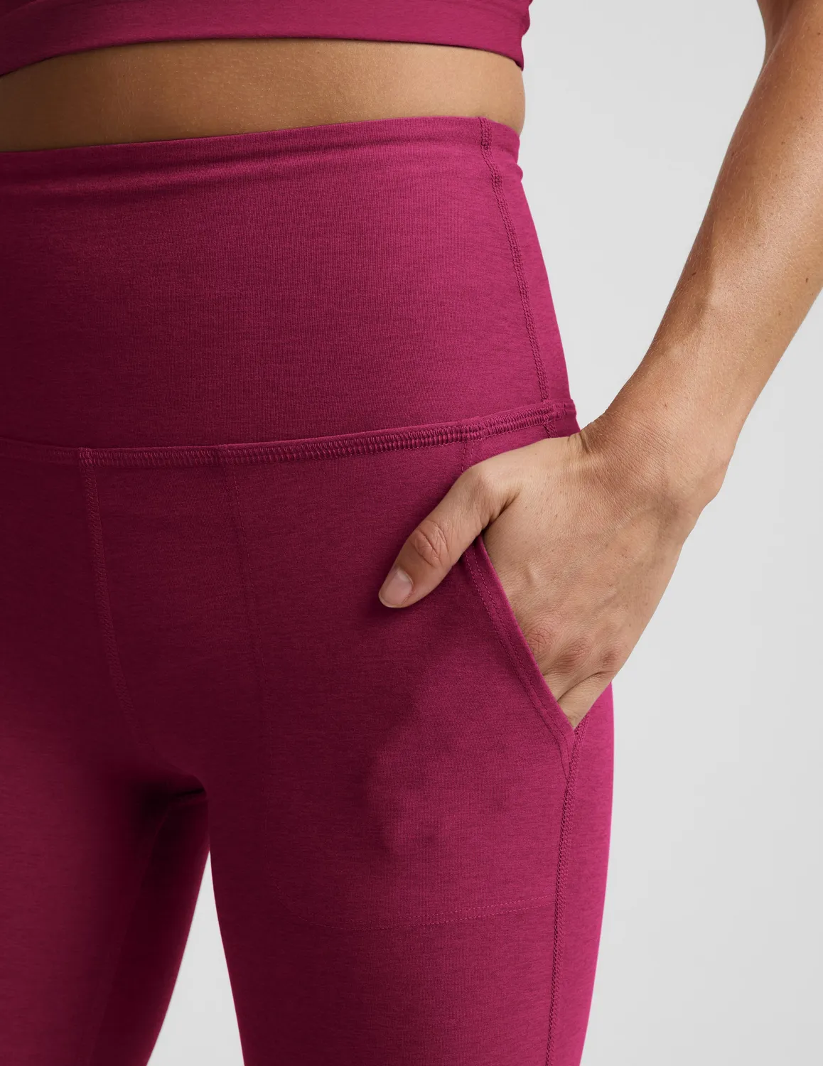 Beyond Yoga Spacedye High Waisted Practice Pocket Bootcut Pant 31" yogabyxor Sangria Heather