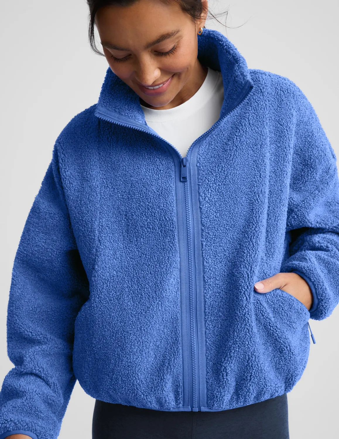 Beyond Yoga Unity Zip Jacket fleecetröja Mineral Blue blå