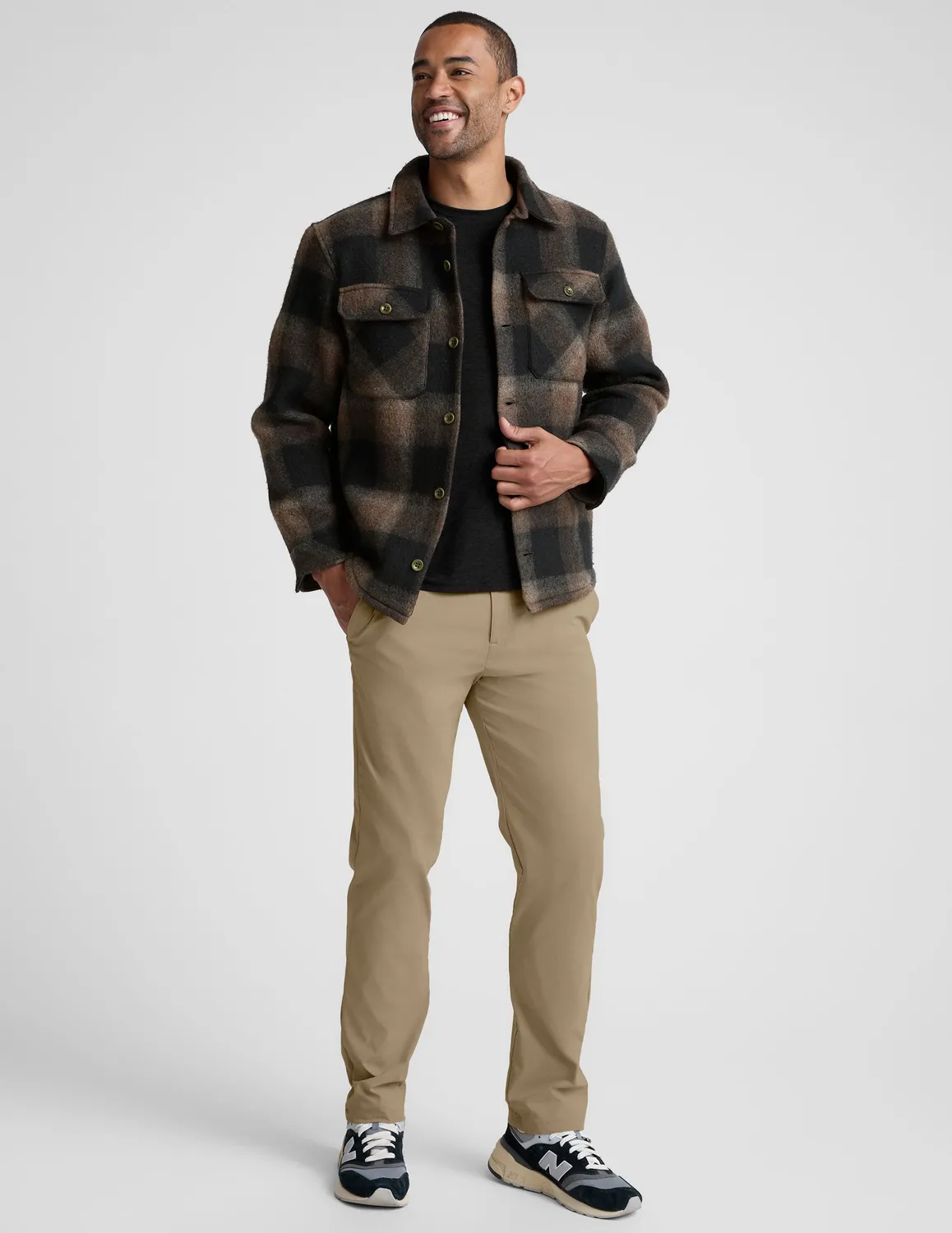 Beyond Yoga Plaid Wool Blend skjortjacka Midnight Plaid ull