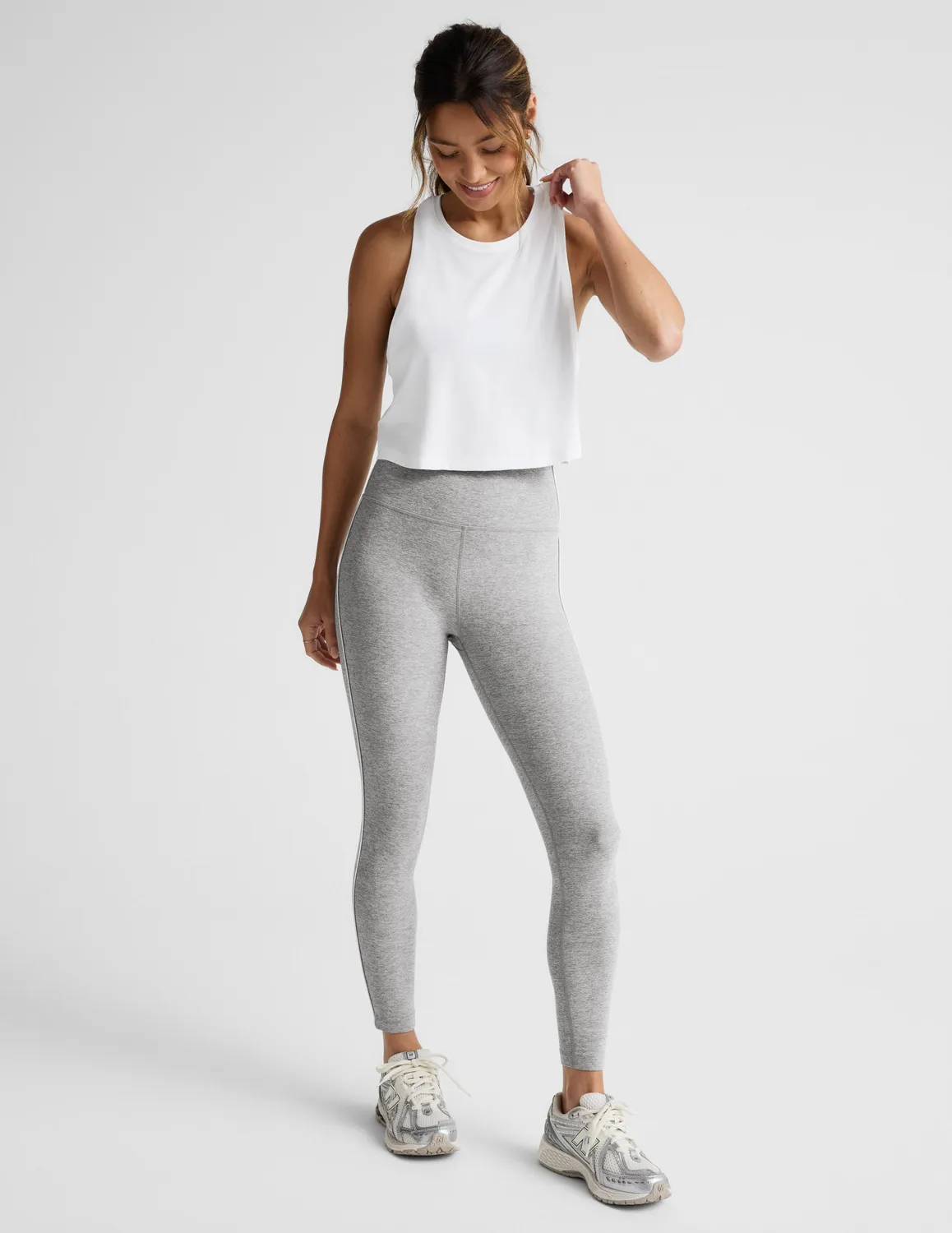 Beyond Yoga Featherweight Rebalance Croppat Linne Cloud White