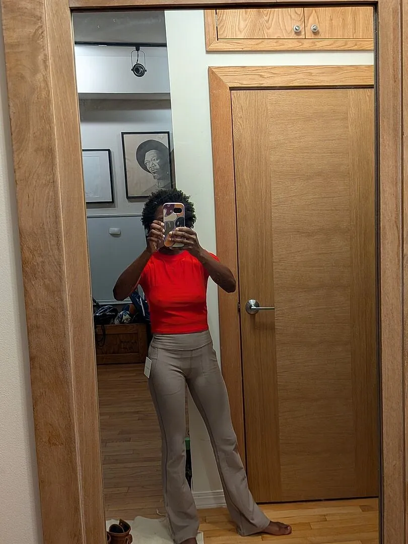 Beyond Yoga Spacedye High Waisted Practice Pocket Bootcut Pant 31" yogabyxor Sangria Heather
