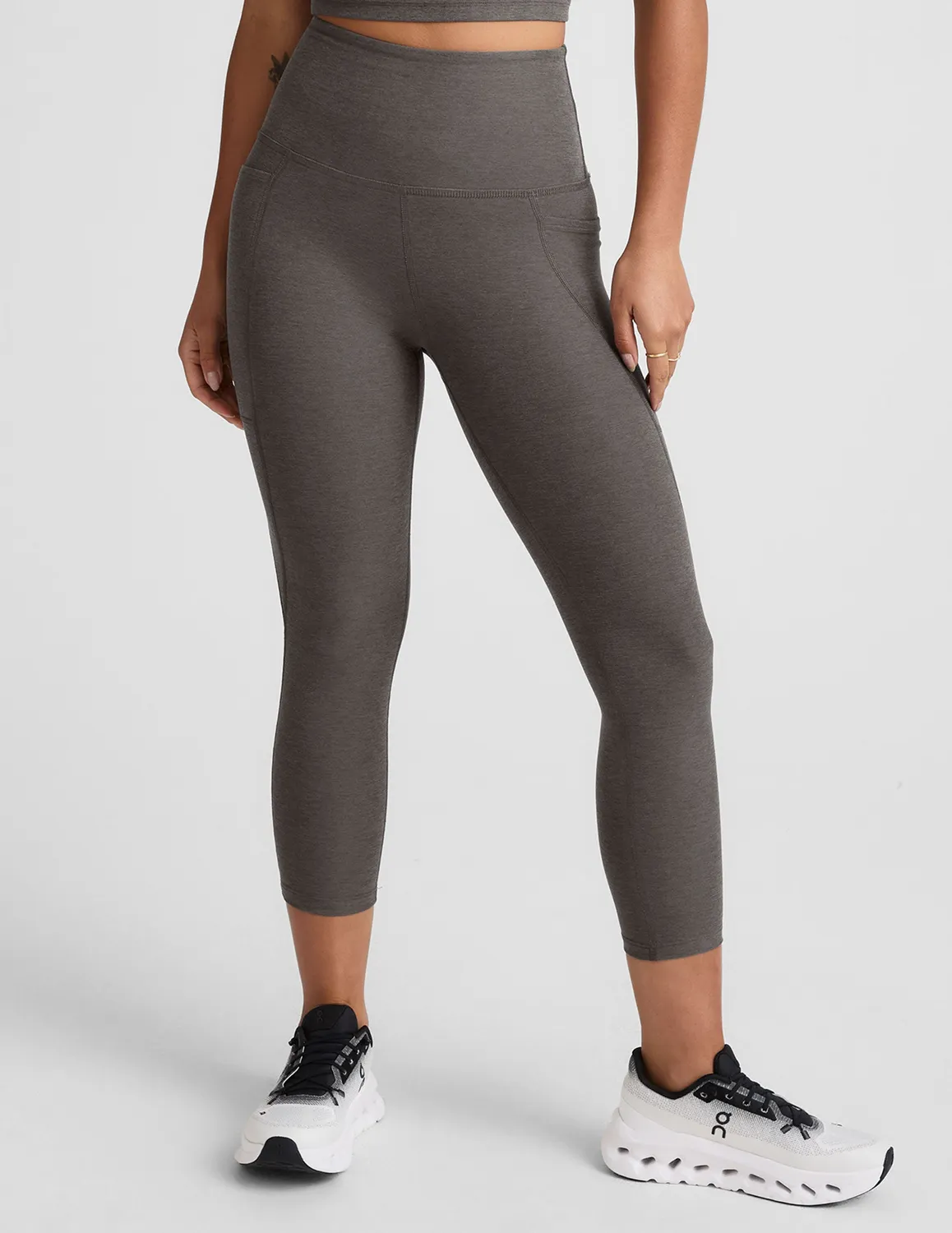 Beyond Yoga Spacedye Out Of Pocket High Waisted Capri Legging 26" leggings True Gray Heather
