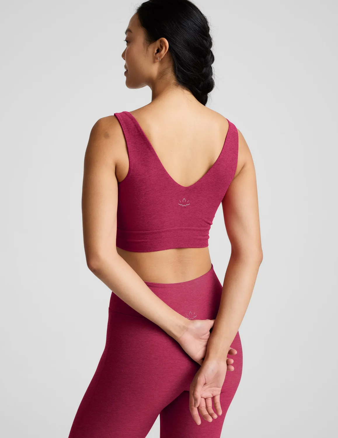 Beyond Yoga Spacedye Good Day Long Line sport-bh Sangria Heather mjuk