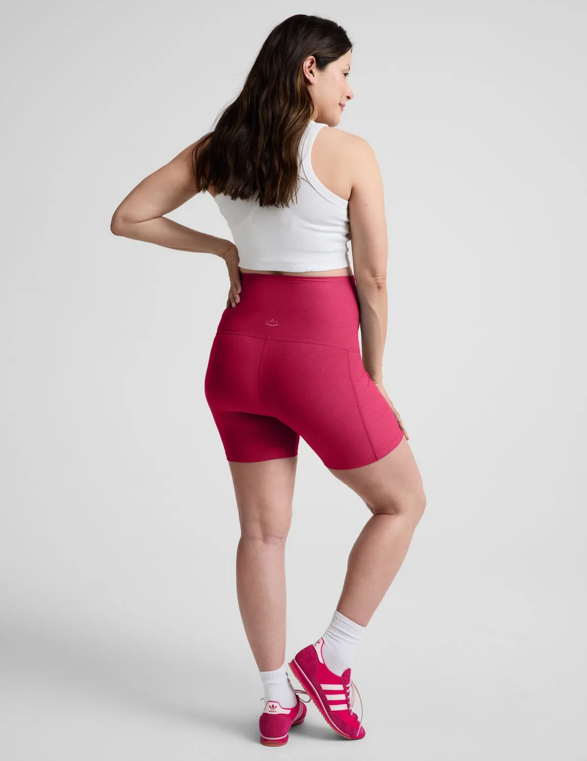 Beyond Yoga Spacedye Keep Pace 5" gravidshorts Berry Red Heather mjuk